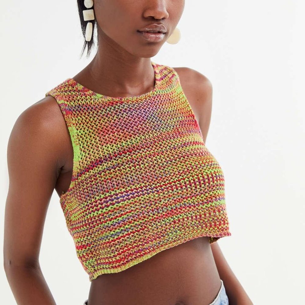 UO Crochet Cropped Sweater Tank Top